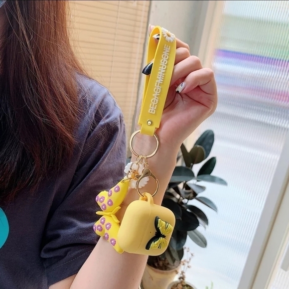 Airpods Case Butterflies Airpod Gen 1 Case Cute Airpods Gen 2 Case Yellow - Picture 2 of 5